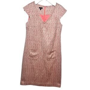 Talbots Dress Women 4 Pink Boucle Tweed Cap Sleeve Preppy Business Clean Girl